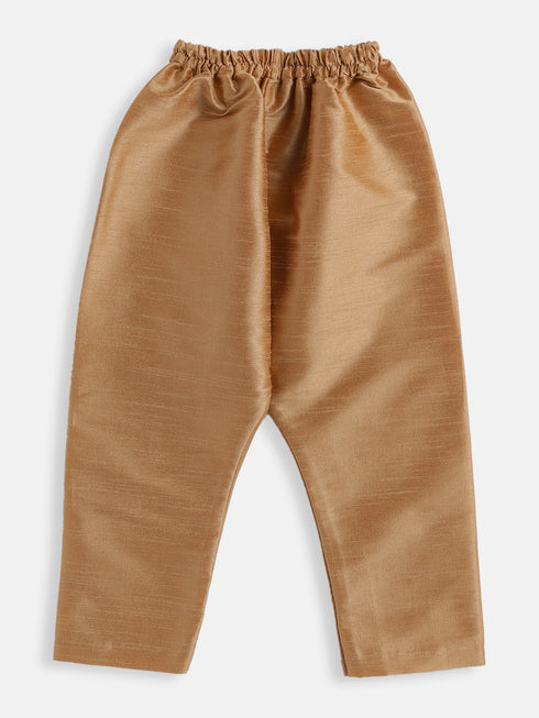 Sishu Boy's Rose Gold Silk Blend Kurta Pyjama Set